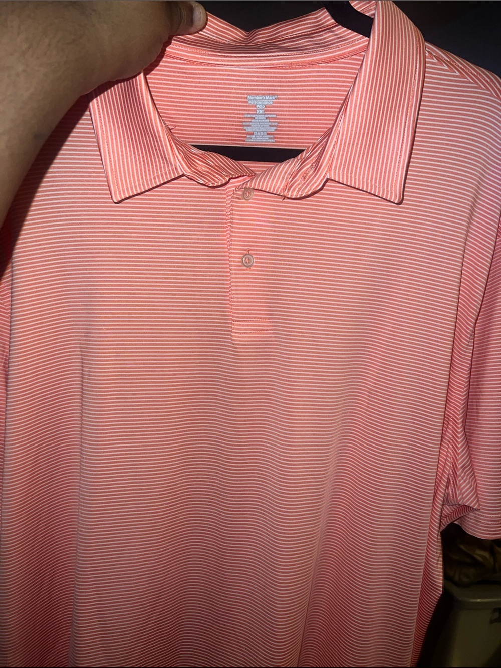 Men's Coral Thin-Stripe Polo Shirt